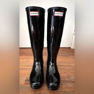 Hunter Original Tall Boots. Adjustable, Black, Size 8, extras included!